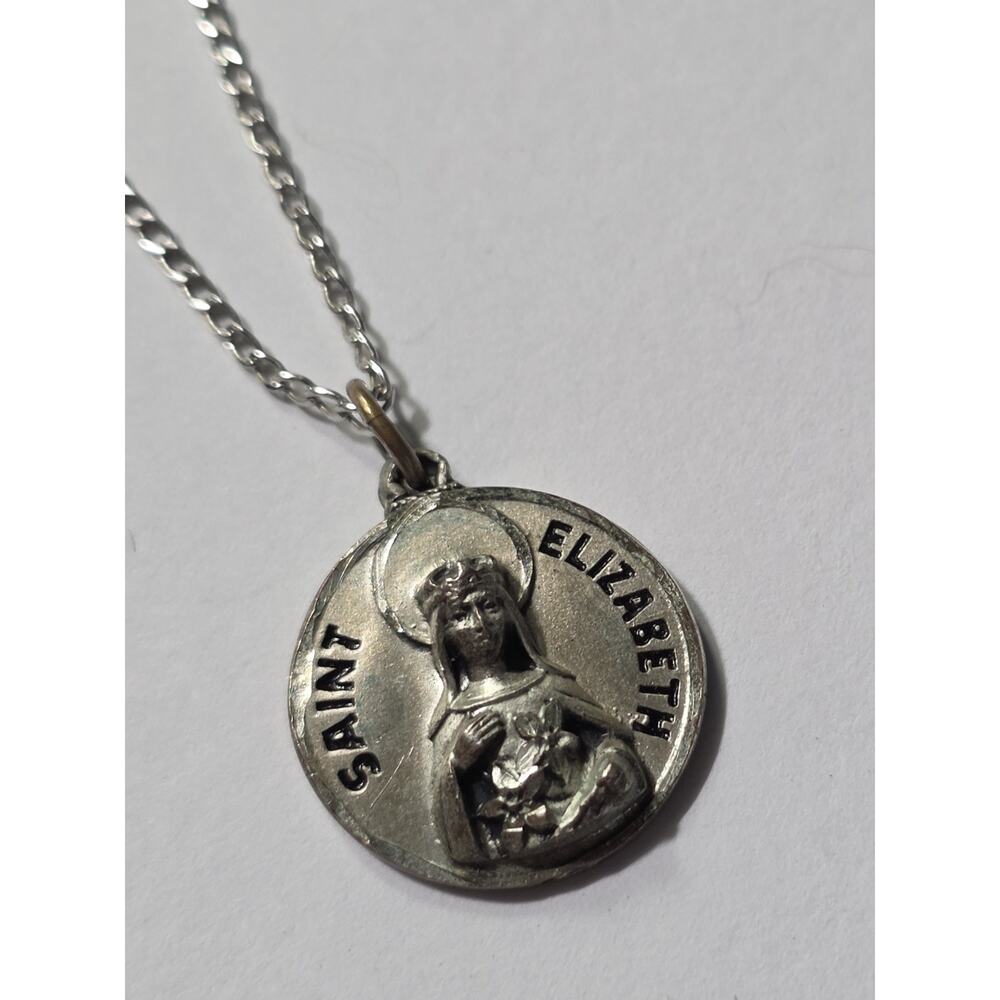 VTG CREED STERLING SILVER SAINT ELIZABETH Pendant W/ Chain Religious Catholic